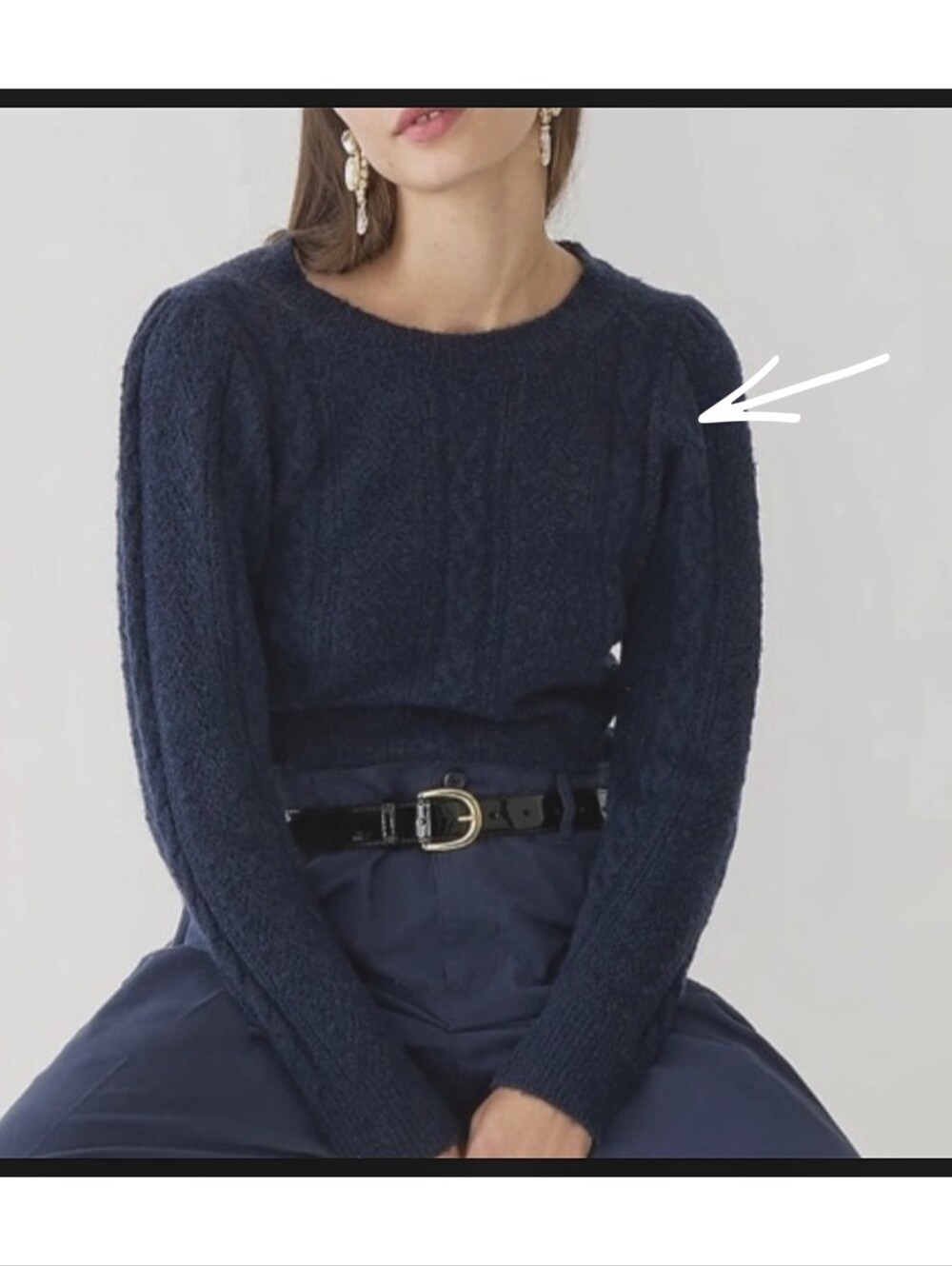 J. Crew Pointelle Cableknit Sweater Wool Alpaca Blend Navy Blue Size Medium